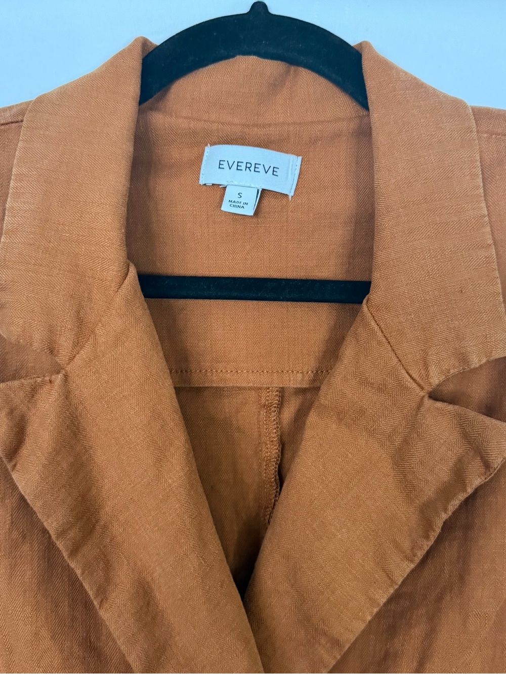 Evereve Linen Blend Blazer Women’s Small Caramel Tan Double Breasted w Pockets - Picture 6 of 11